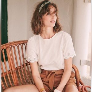 Sézane Cleo scalloped edge top